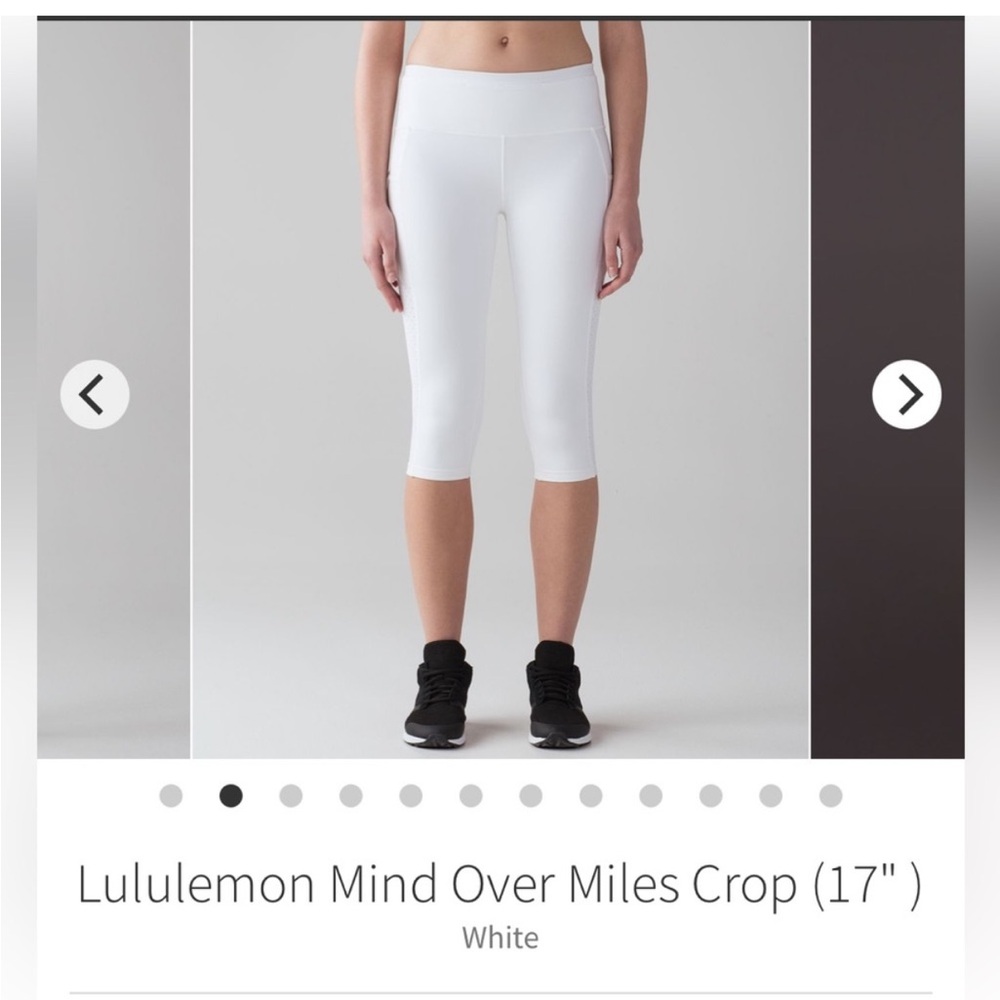 Lululemon size 8 crop pants, Mind Over Miles Crop 17" leggings, White, W6AFZS